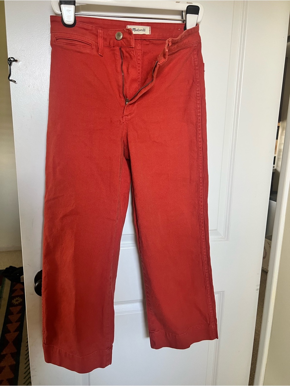 Madewell Red Wide-Leg Crop Pants